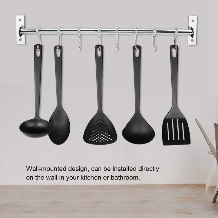 Wandmontierte Schiene Rack Wandhaken Metall Haken Edelstahl Kleiderbügel mit Schiebehaken Utensil Ha