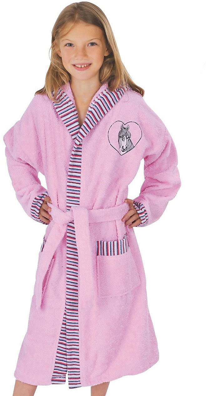 Wörner Südfrottier Bademantel Mädchen Pferd rosa Frottee 164 Rosa, 164 Rosa