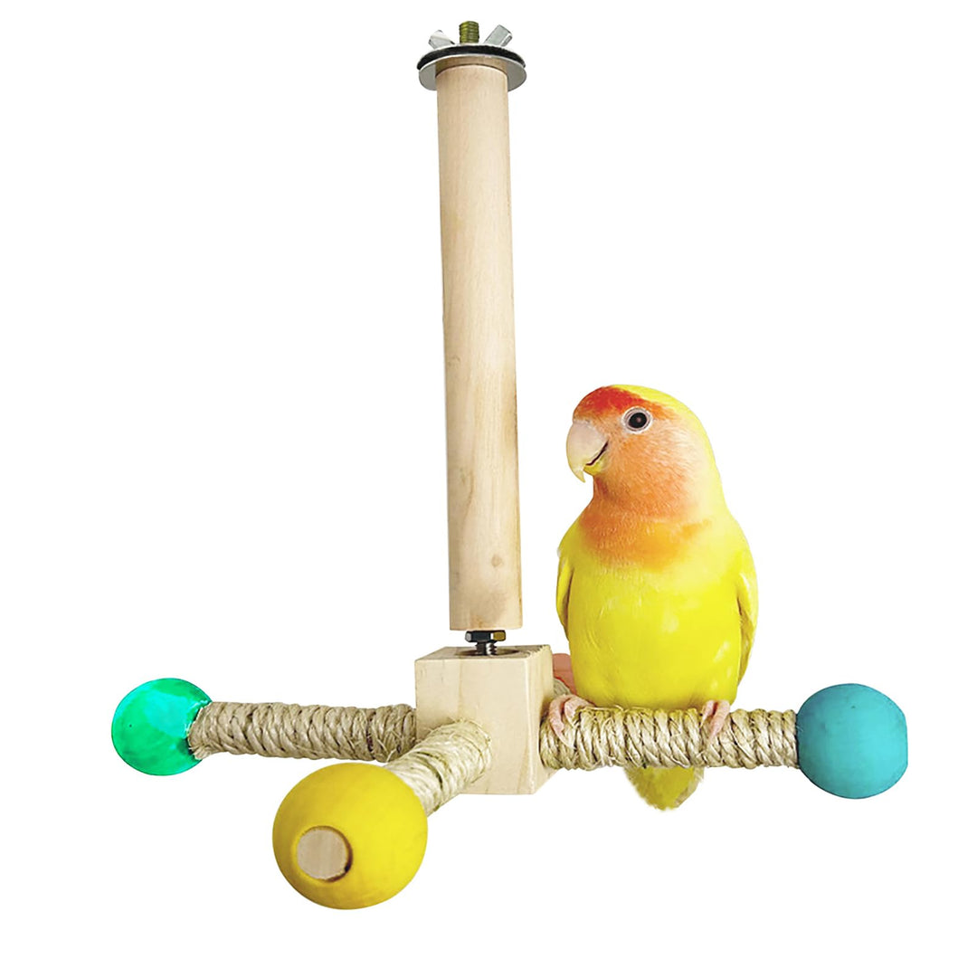 Vögel Spielzeug Holz Karussell Sitzstangen für Wellensittiche Papagei Vogelspielplatz Hängende Spiel