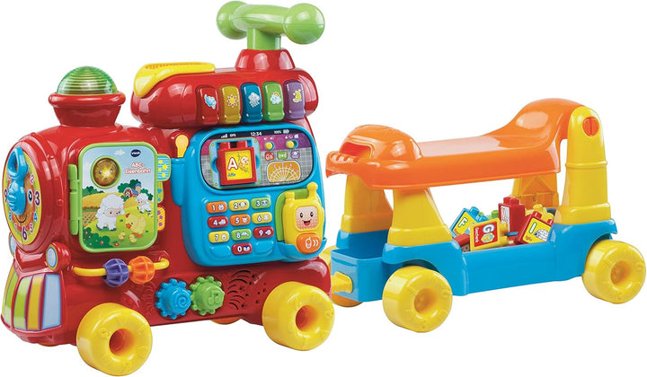 VTech ABC-Eisenbahnspielzeug, bunt, deutsch & Baby Abenteuer Spieltisch – Bunter Babyspieltisch mit