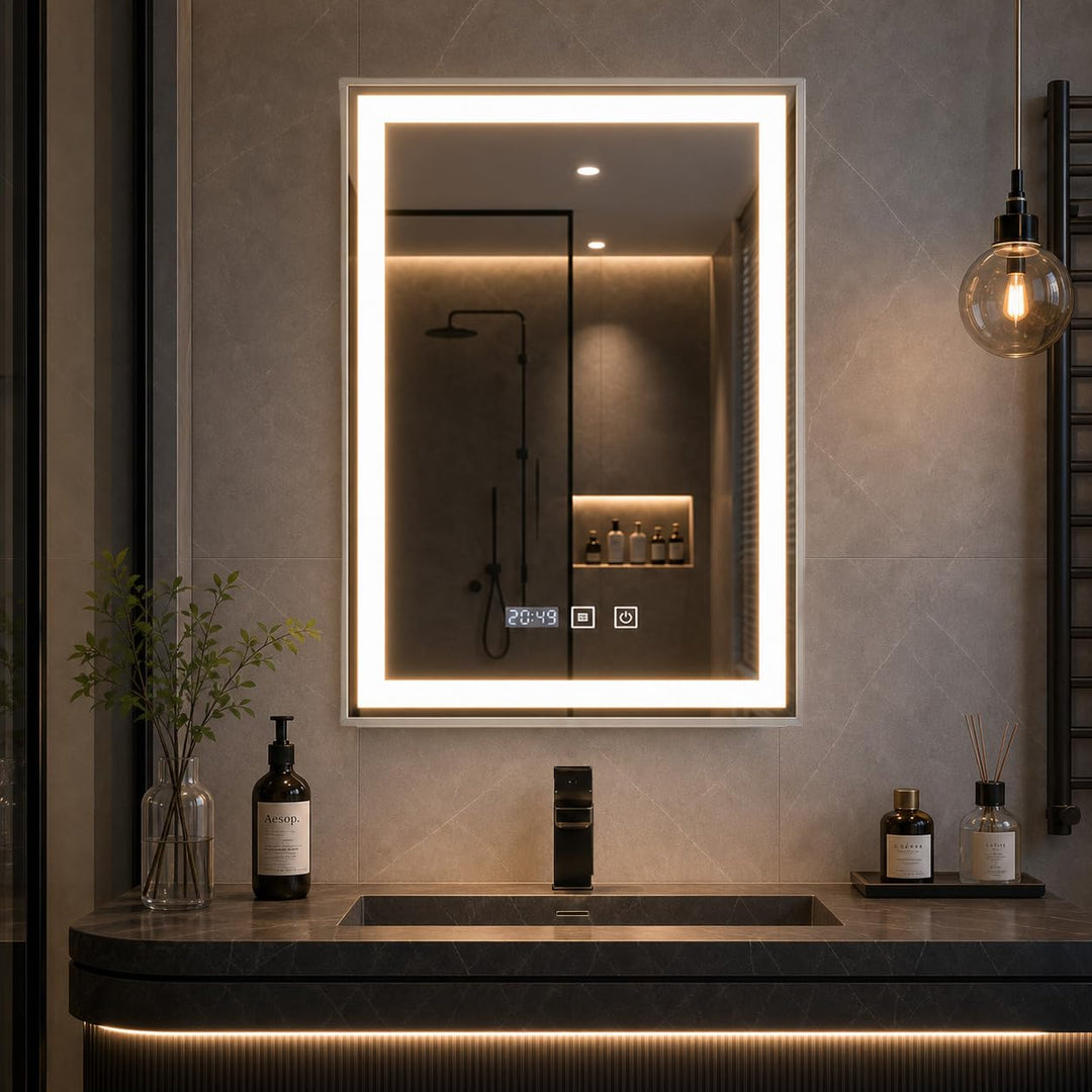 YOURLITE Spiegel mit Beleuchtung, 70x50cm, Badspiegel mit Beleuchtung Touch-Schalter, LED Spiegel mi