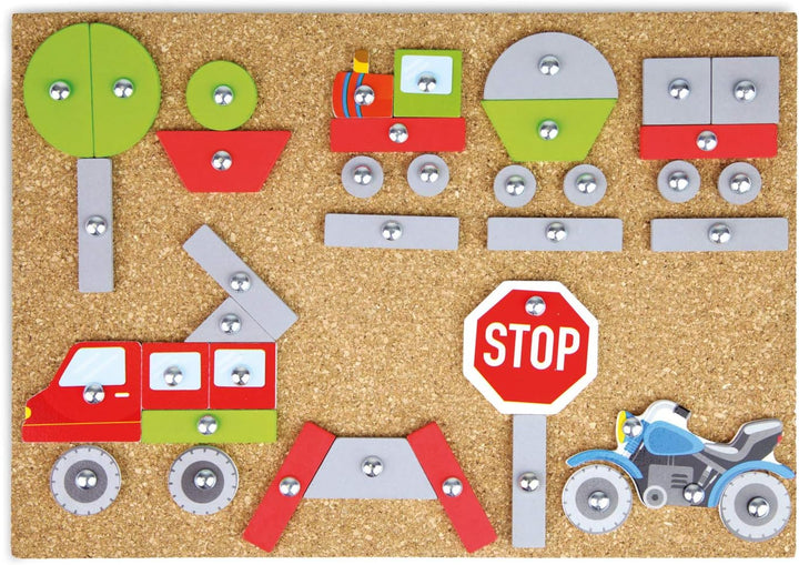 Lena 65828 Hammerspiel, Nagelspiel mit 64 bunten 8 Baustellen Teilen, ca. 28 x 19,5 cm & Hammerspiel