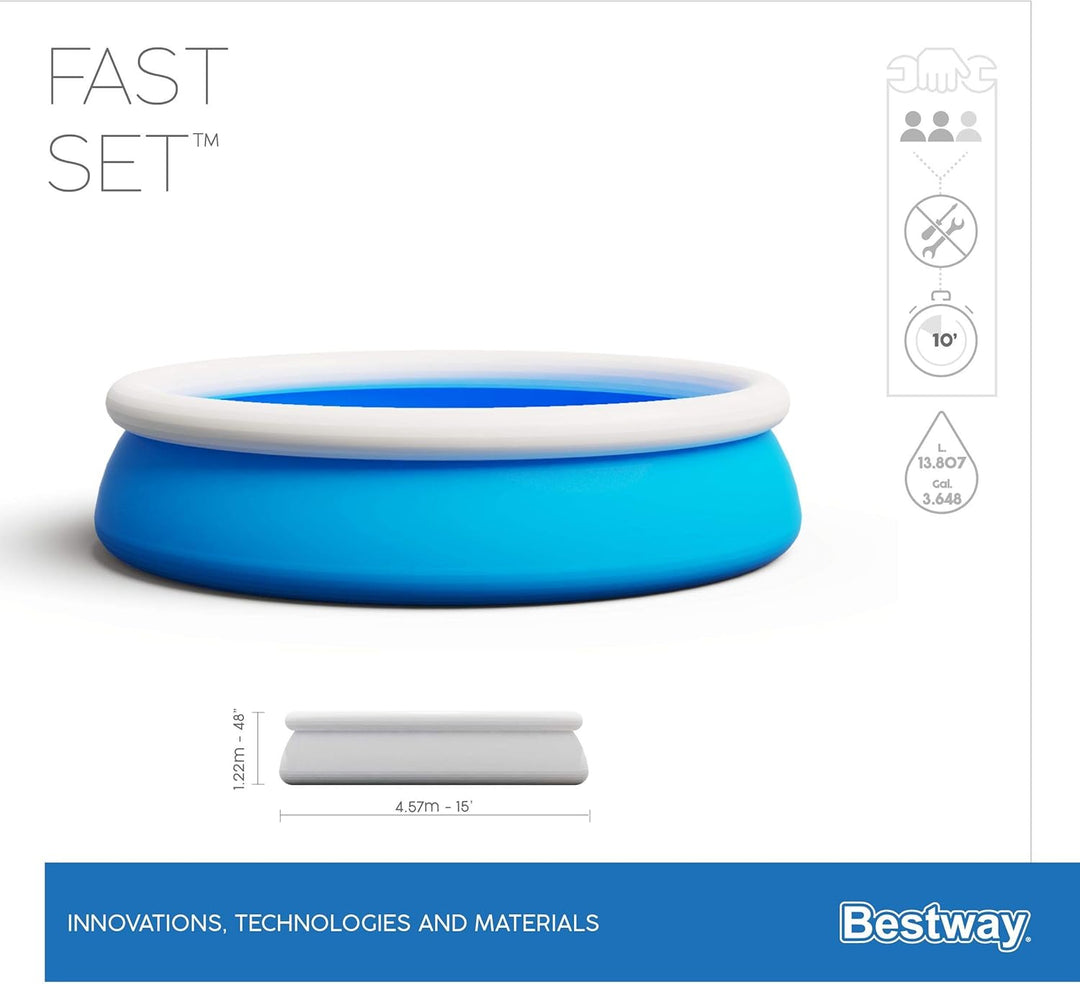 BESTWAY Fast Set Pool Set 457x122 cm, mit Filterpumpe und Zubehör 457 x 122 cm, 457 x 122 cm