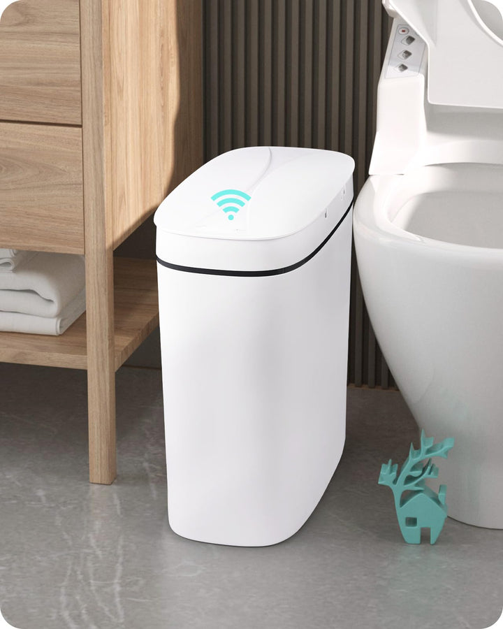 Baffect Bad Mülleimer Mit Sensor 9,5 L, Schmal Mit Deckel für Badezimmer, Automatisch für Die Küche,