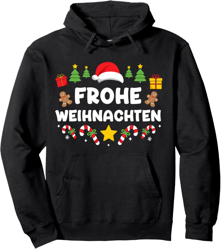 Frohe Weihnachten mit Weihnachtsmannmütze Pullover Hoodie