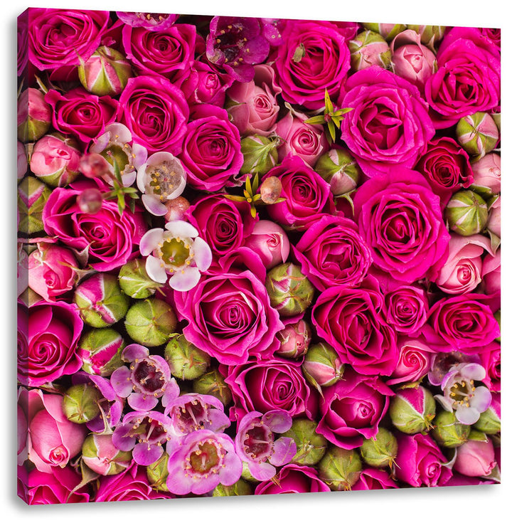 Pixxprint Blumen, Format: 70x70 auf Leinwand, XXL riesige Bilder fertig gerahmt mit Keilrahmen, Kuns