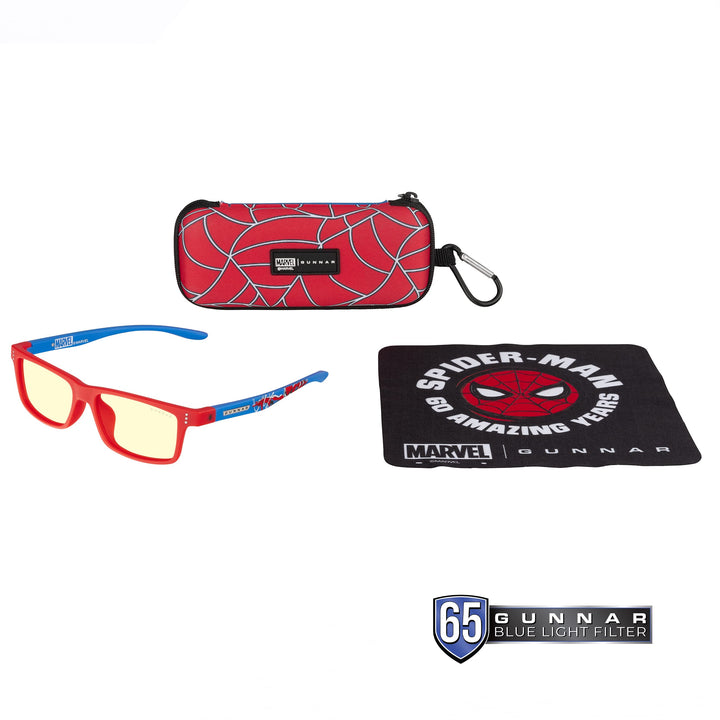 Gunnar Gaming- & Computerbrille | Model: Cruz Kids Large (age 8-12), Rahmenfarbe: Spider-Man, Linsen