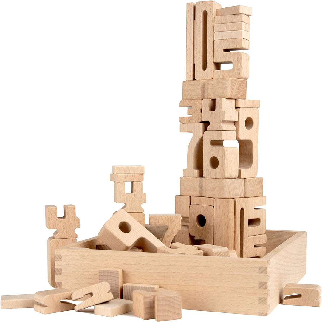 SumBlox Mini (Basic Set) - 80 Mini Holz Bausteine aus massiver Buche - Premium Zahlenbausteine Monte