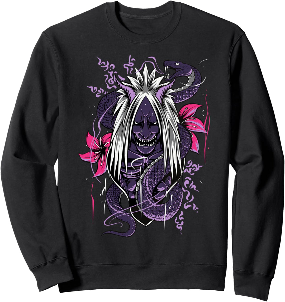 Japan Anime Maske Kitsune Orochi Samurai Oni Schlange Sweatshirt