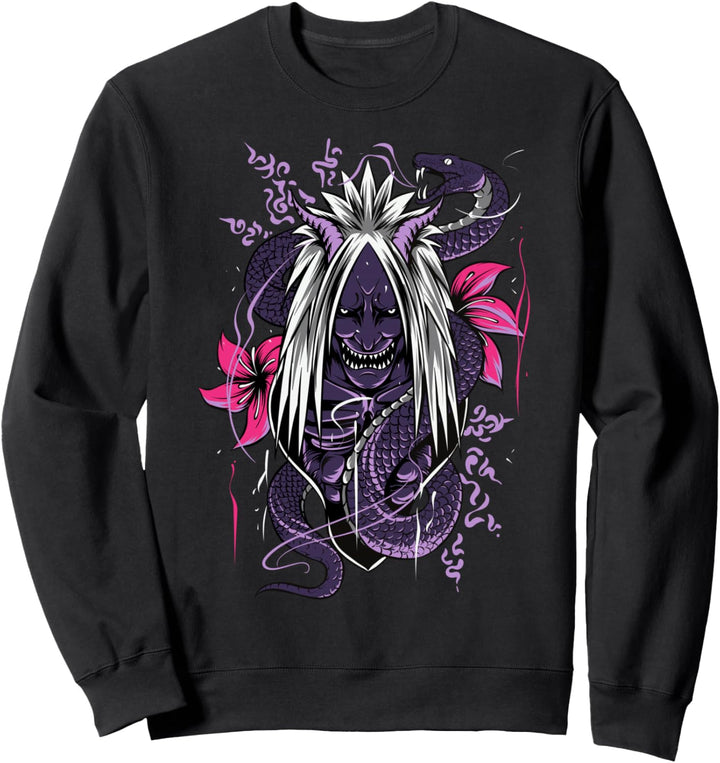 Japan Anime Maske Kitsune Orochi Samurai Oni Schlange Sweatshirt