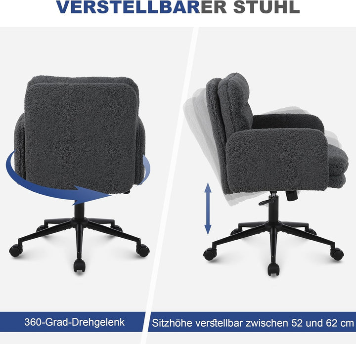 Youhauchair Schreibtischstuhl, Schminktisch Stuhl aus Kunstpelz, Bequemer Drehstuhl Schreibtisch Stu