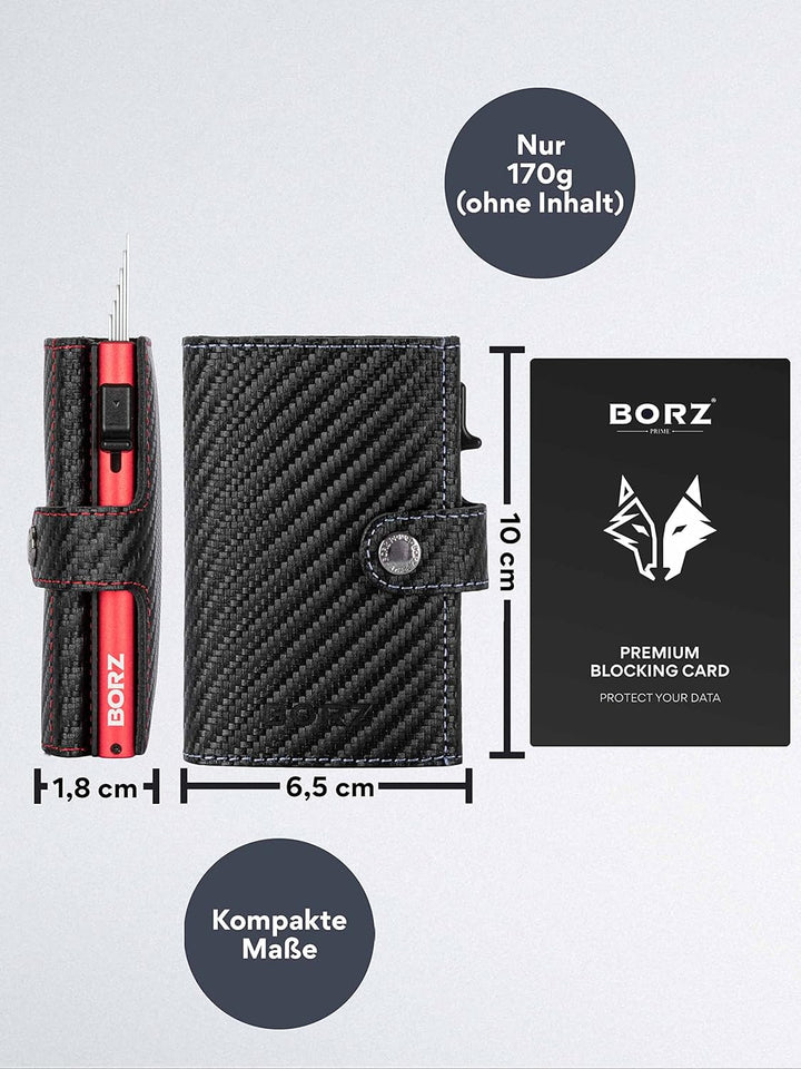 BORZ Prime Limited Kartenetui mit Münzfach für AirTag I Digitale Visitenkarte I Slim Wallet RFID Sch