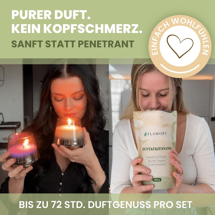 Kerzensand mit Duft Starter Set 3x150g inkl. Glas & Deckel – [Orange/Citronella/Verbena] – 9 Dochte