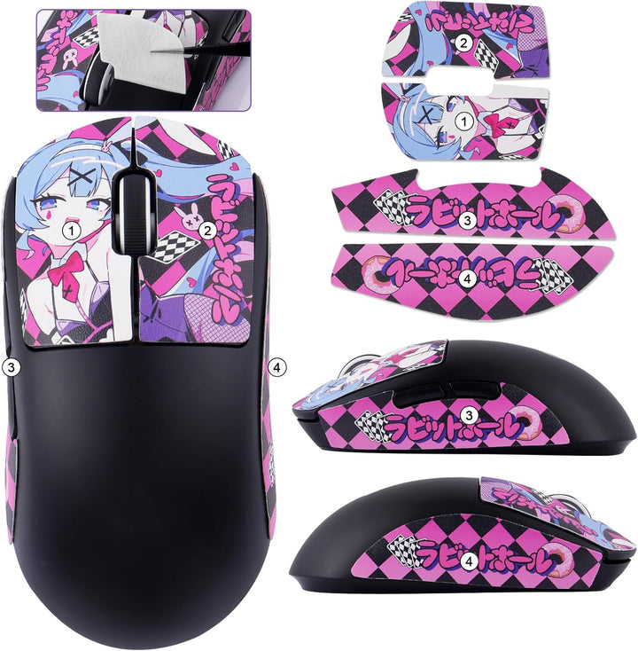 Hyekic Mouse Grip Tape Fit for Logitech G PRO X Superlight, 4 Pieces, Anti-Slip Gaming Mouse Skins,
