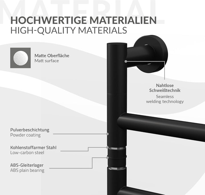 LuxeBath Handtuchwärmer Elektrisch mit 5 schwenkbaren Armen und Timerfunktion, Handtuchheizkörper Sc