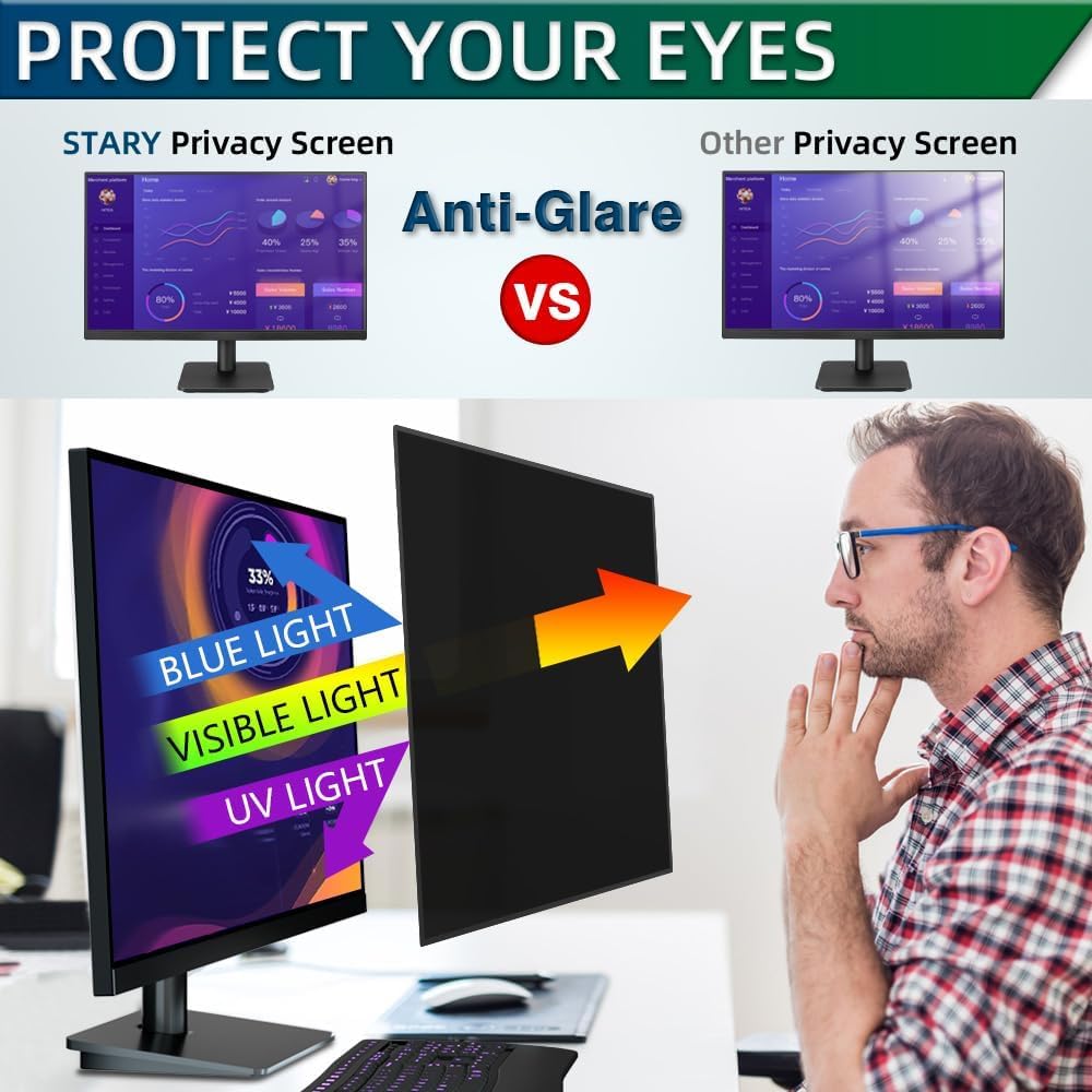 STARY Blickschutzfolie für 27 Zoll 16:9 Ultra-Slim Bezel Monitor Selbstklebend Abnehmbar ohne Rückst
