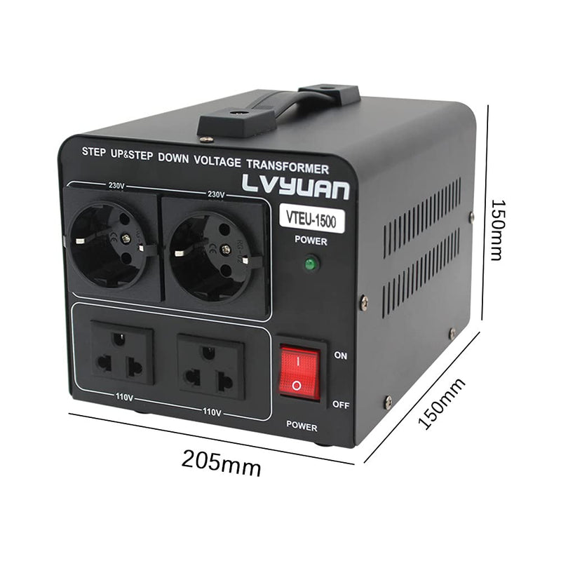 Yinleader 1500W 230V bis 110V USA Spannungswandler Ringkern-Transformator 1500 Watt - In: 110V oder