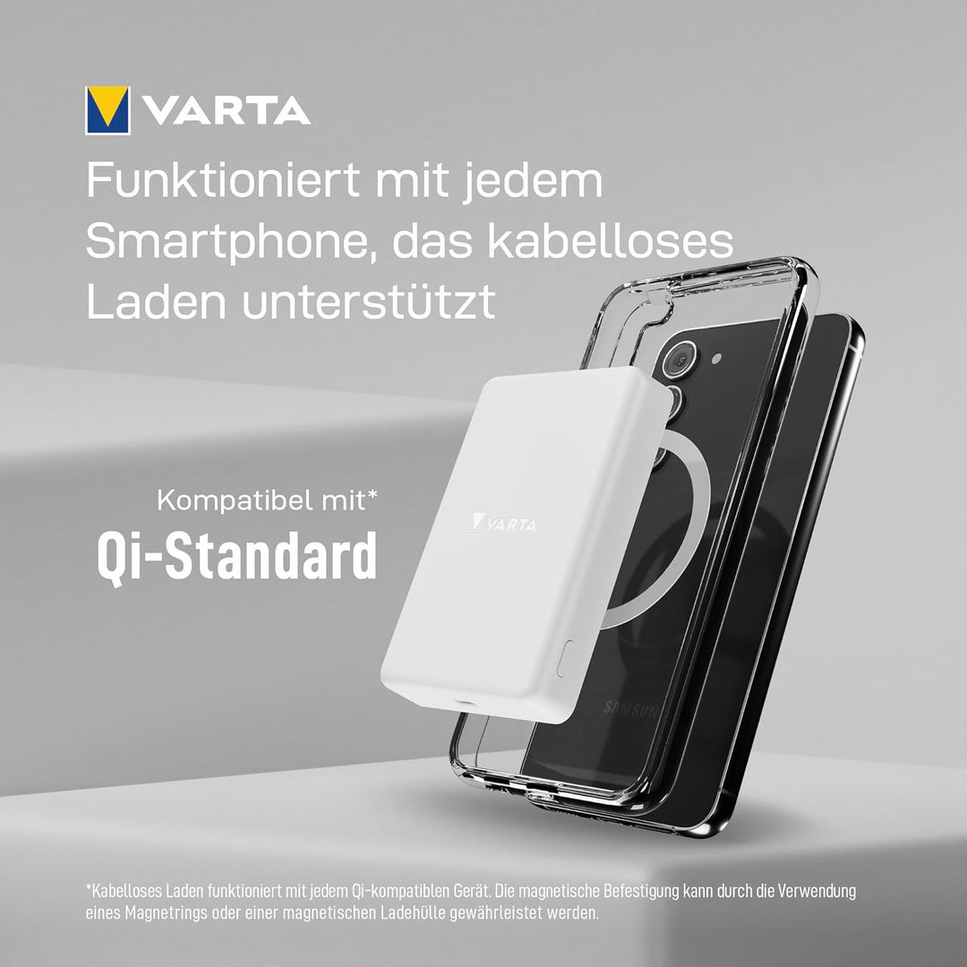 VARTA Mag Pro Wireless Powerbank 5000 mAh White, Box Mag Pro 5000 weiss, Mag Pro 5000 weiss