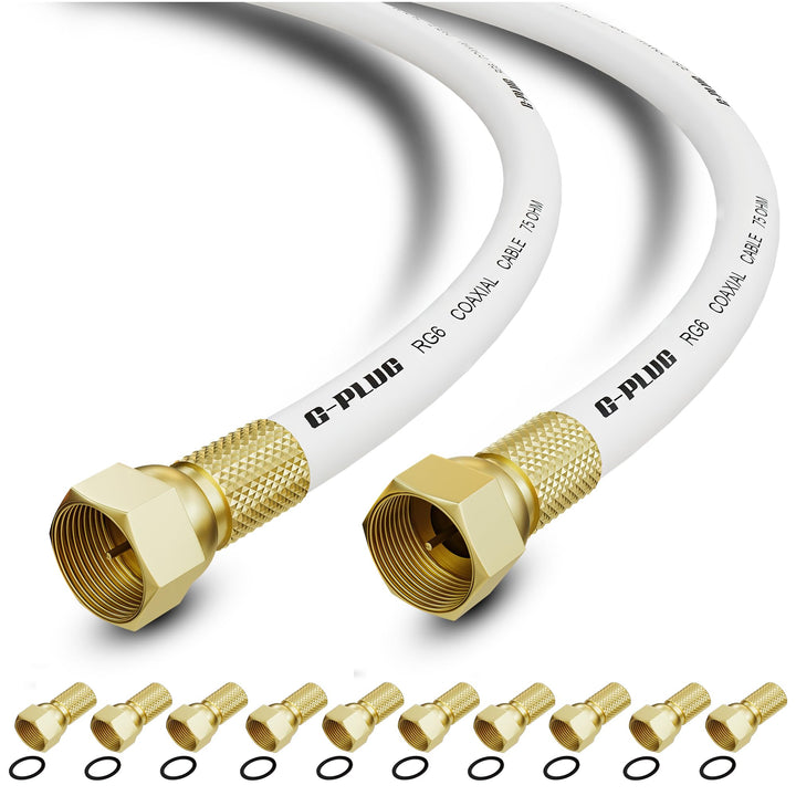 G-PLUG 30 m Koaxialkabel für TV RG6 Antennenkabel, Kabel satelliten TV, Verlängerung für Sat Kabel F