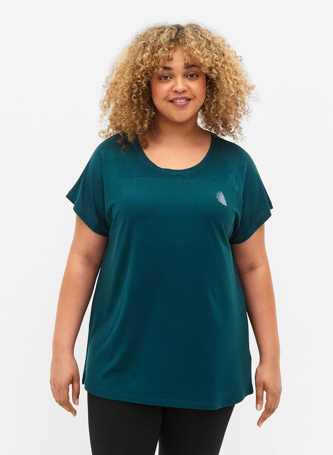 Zizzi Aktiv Frauen Grosse Grössen Rundhalsausschnitt T-Shirt Grösse 42-44 Grosse Grössen Deep Teal,
