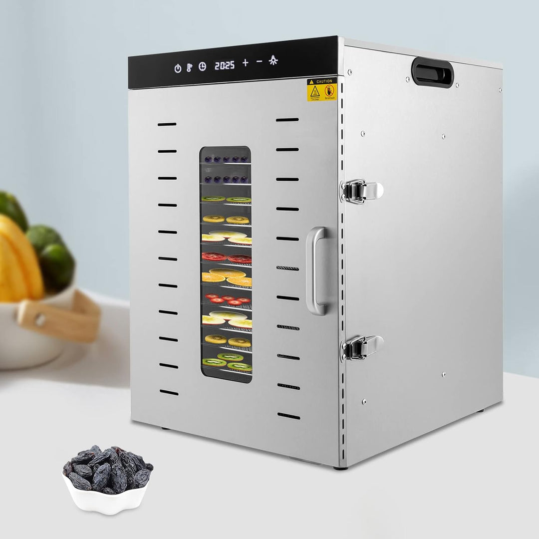 Dörrautomat Edelstahl Lebensmittel-Dehydrator Dörrgerät mit Rezeptheft und Temperaturregelung Lebens