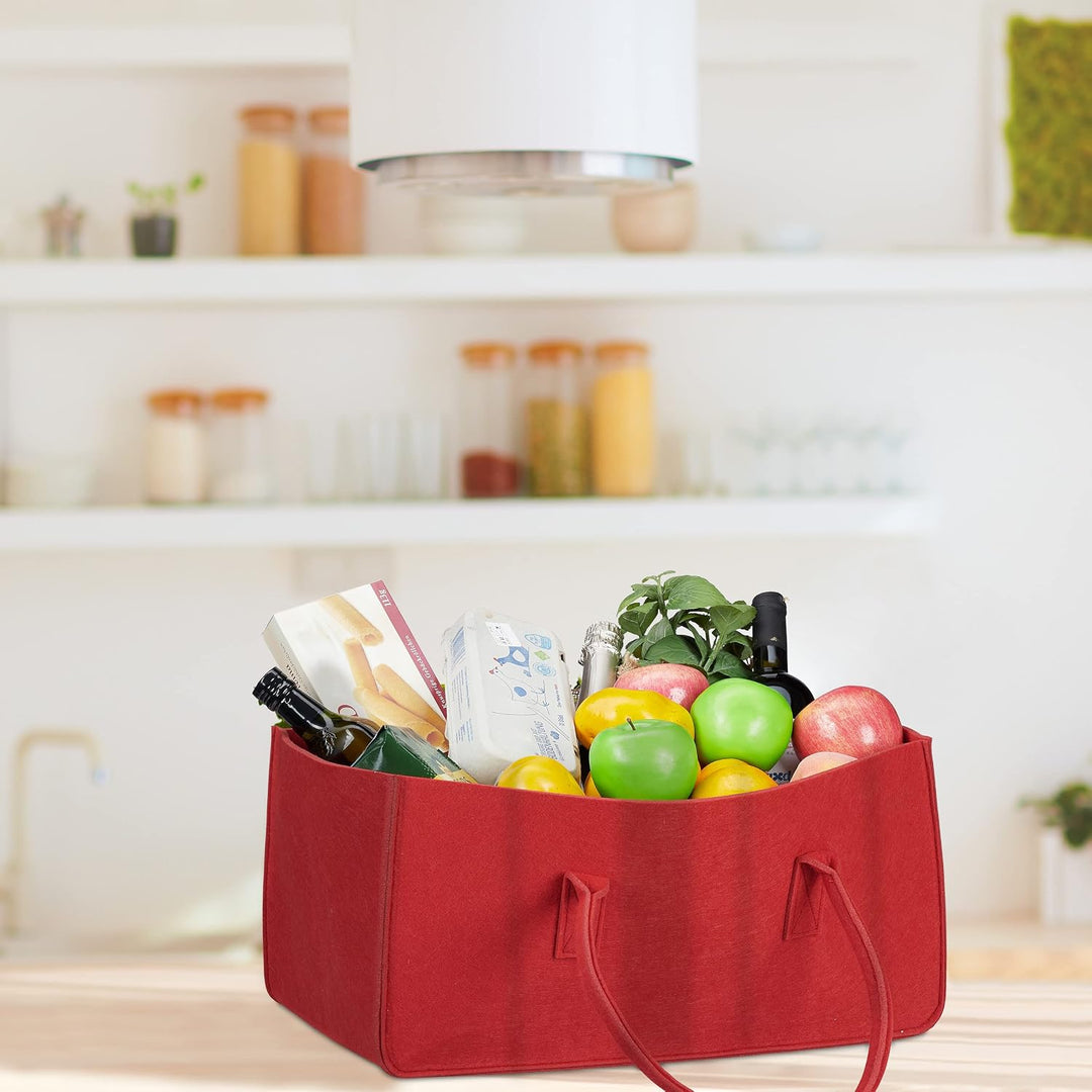 Relaxdays 4 x Kaminholztasche aus Filz, tragbarer Feuerholzkorb, Faltbarer Zeitungshalter HxBxT: 25