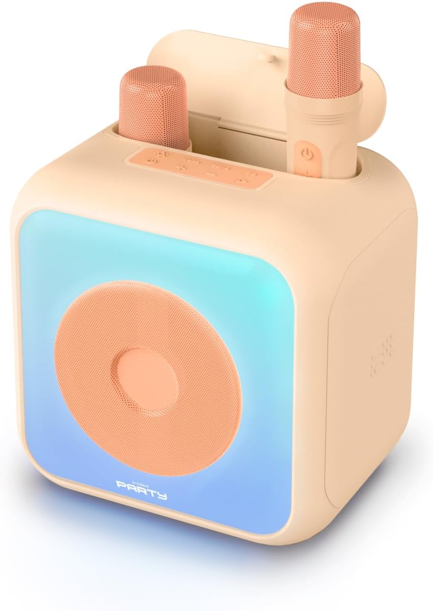 BIGBEN PARTYBTKMP Karaoke-Bluetooth-Lautsprecher mit Mikrofon, Gesamtmusikalische Leistung 30 W, 2 M