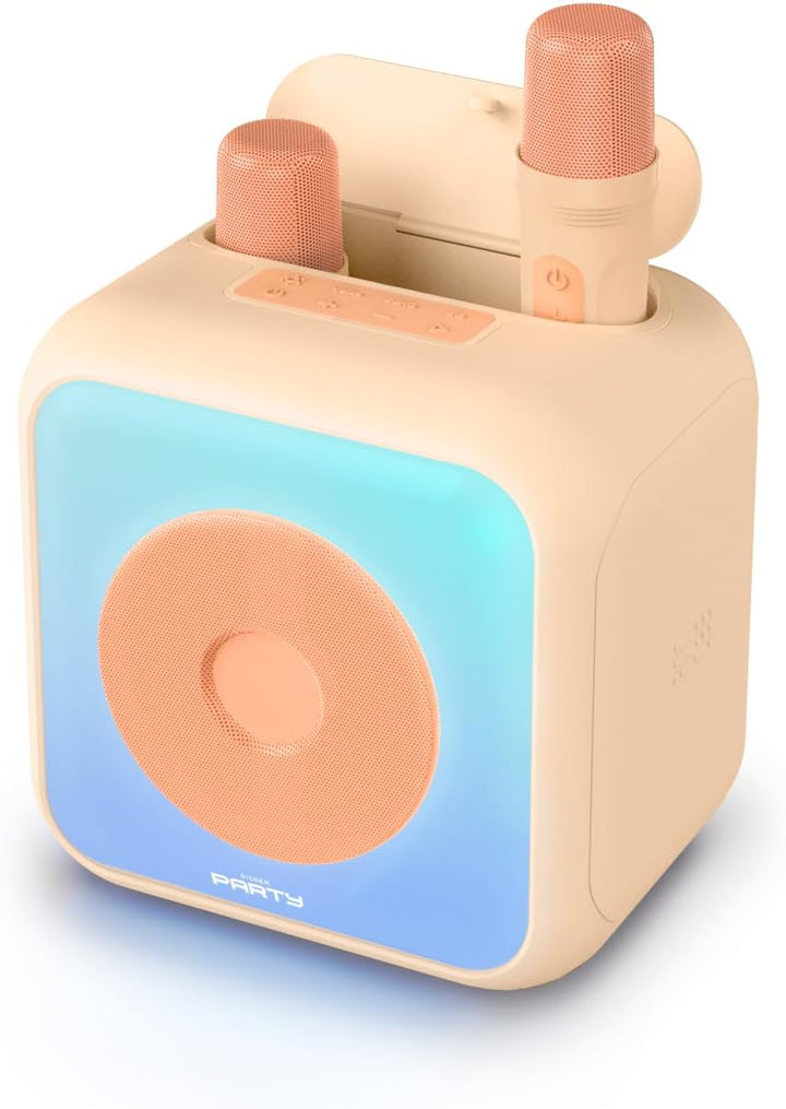 BIGBEN PARTYBTKMP Karaoke-Bluetooth-Lautsprecher mit Mikrofon, Gesamtmusikalische Leistung 30 W, 2 M