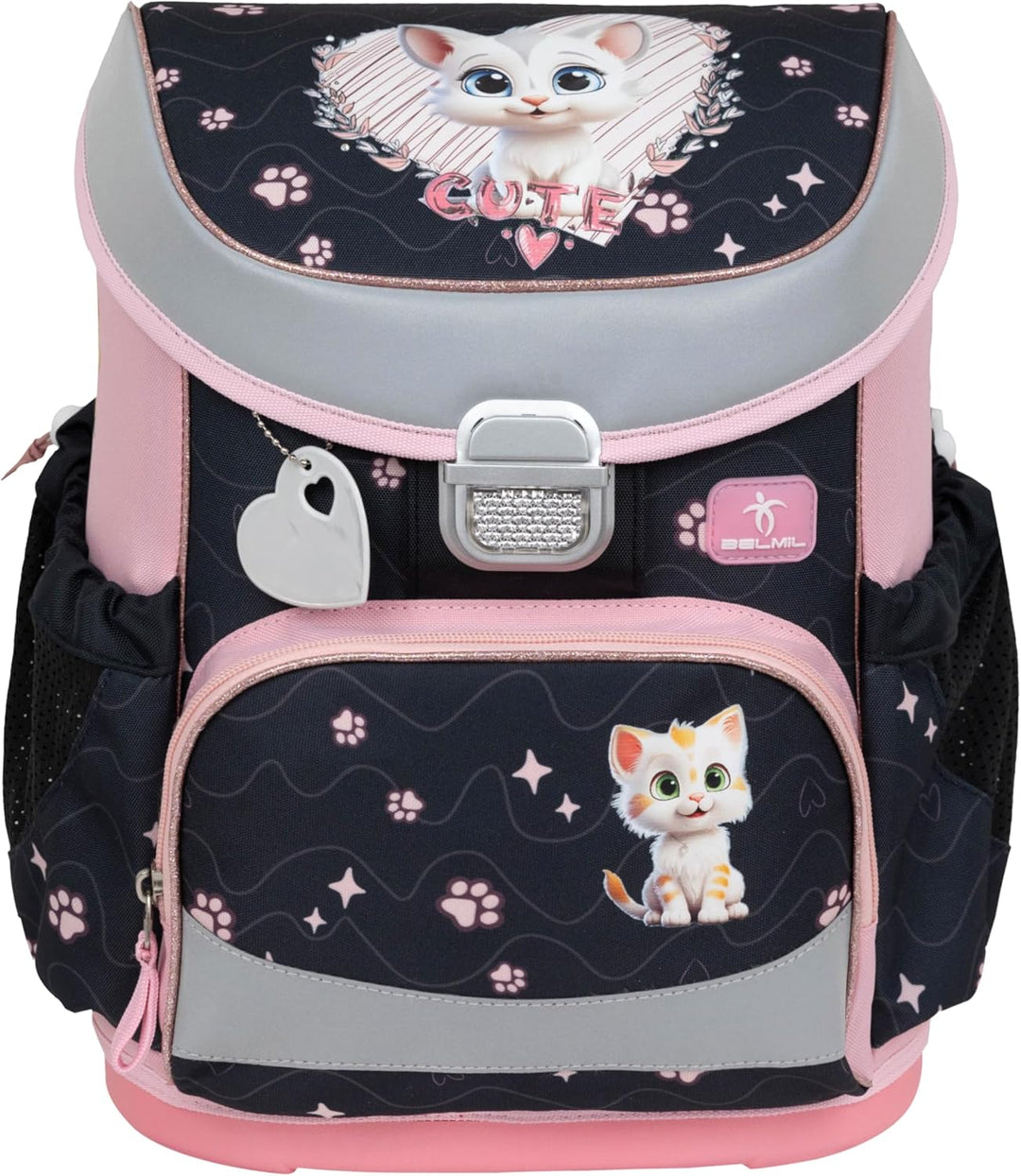 Belmil Mini-Fit Schulranzen Set 4 -teilig (405-33/AG/S) (Cute Kitten), Cute Kitten