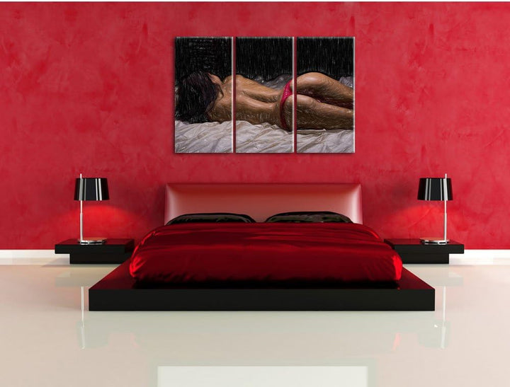 Pixxprint Frauen Po als Leinwandbild/Grösse: 3 Teilig (120x80 cm) cm/Wandbild/Kunstdruck/fertig besp