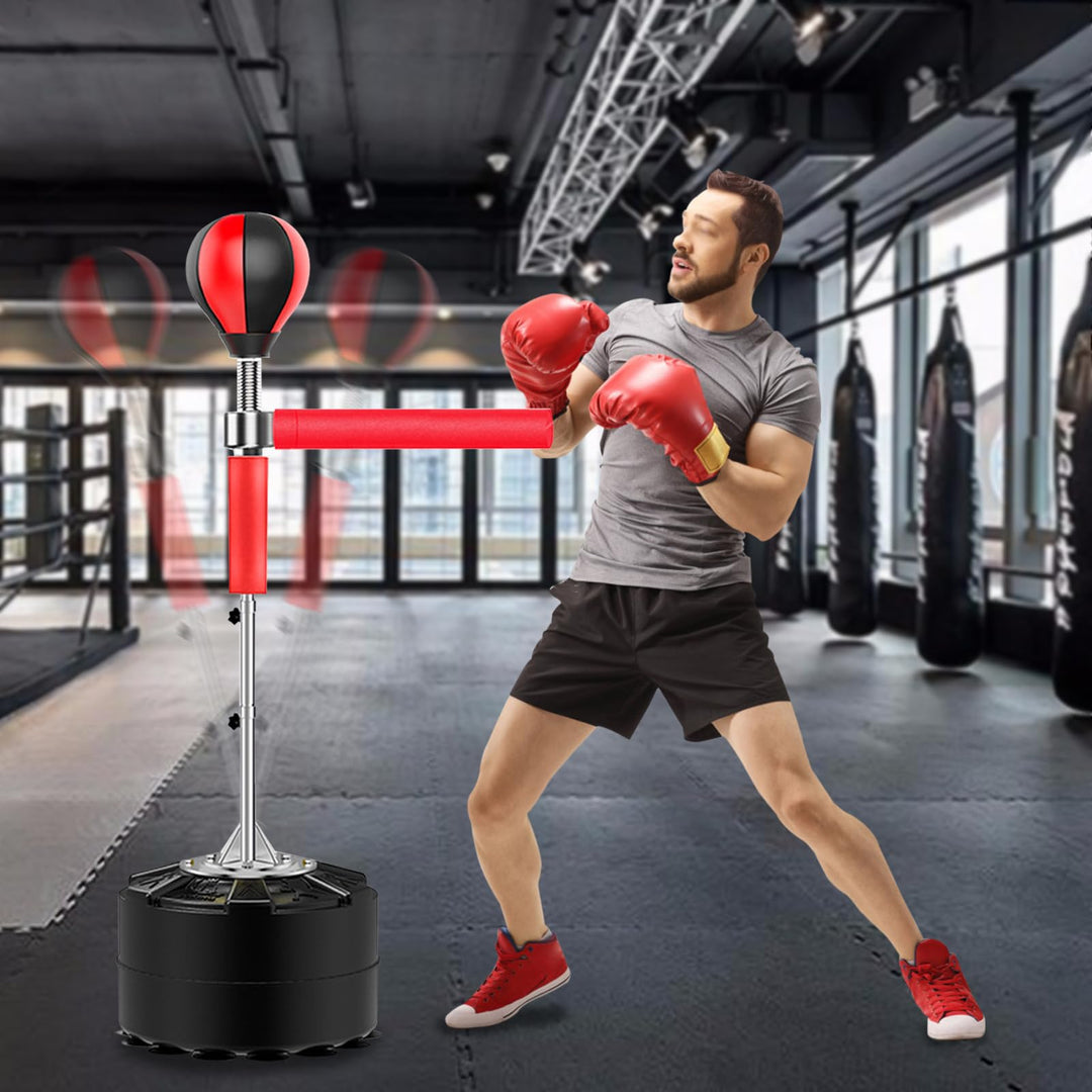 Boxsack Stehend, Höhenverstellbares mit 360 ° Reaktionsstange Standboxsack Jugendliche Erwachsene Pu