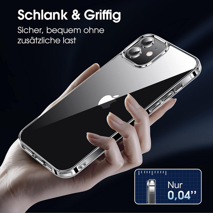 CASEKOO Crystal Clear für iPhone 12 Hülle, iPhone 12 Pro Hülle, [Nie Vergilbung] [Unzerstörbarer Mil