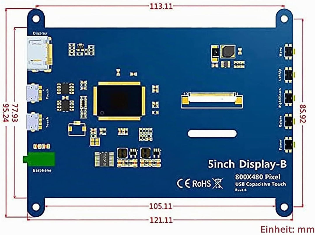ELECROW Mini Monitor für Raspberry Pi, 5-Zoll HD Touchscreen Monitor 800x480 Kompatibel mit Raspberr
