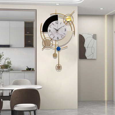 GERHWASH Wanduhr Gross Modern Design Wohnzimmer 70×42cm Wanduhr Ohne Tickgeräusche Römische Ziffern