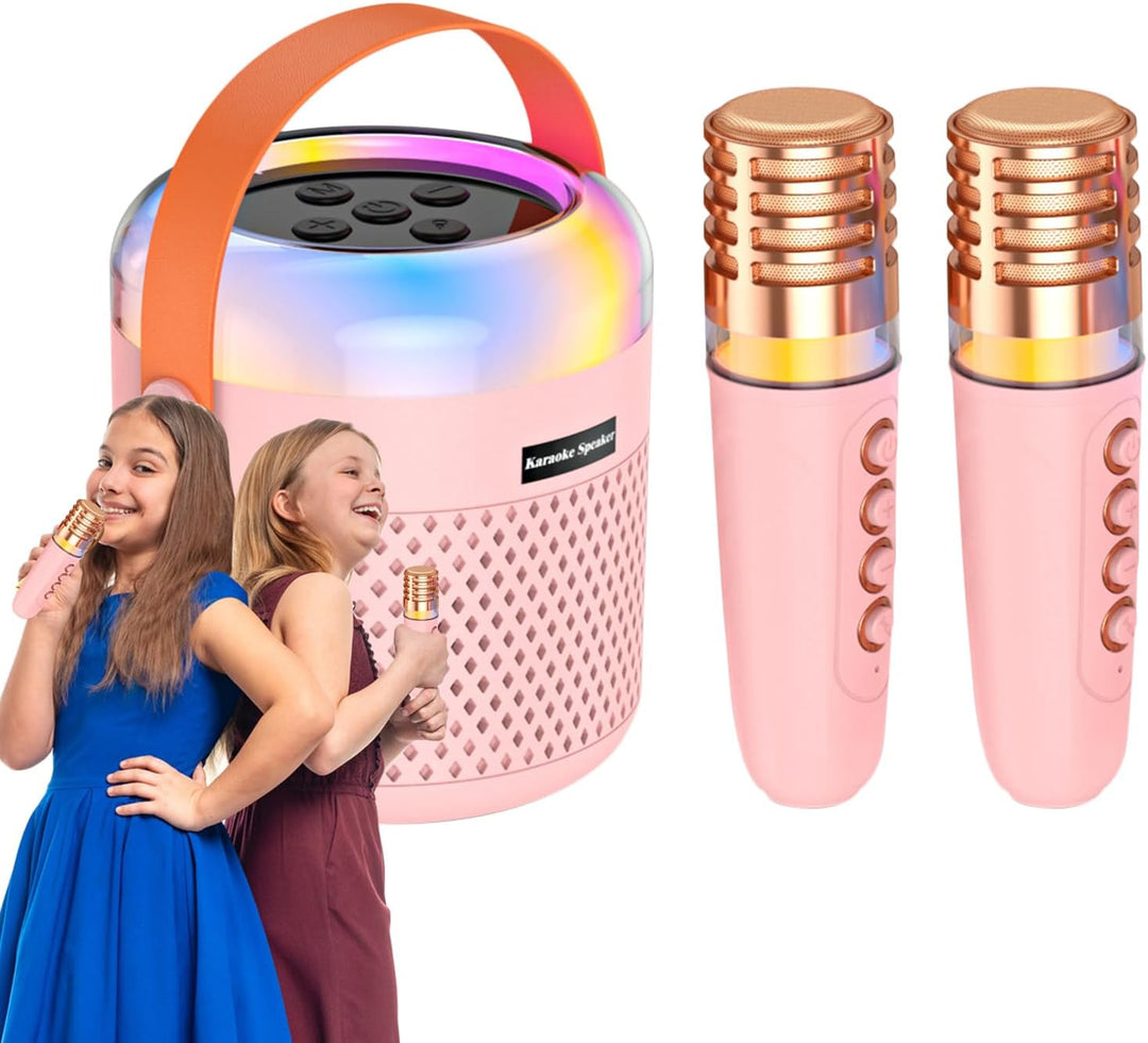 Kleine Karaoke Maschine - Musikabspieler Mit LED-Lichtern - Tragbarer Karaoke-Lautsprecher mit Mikro