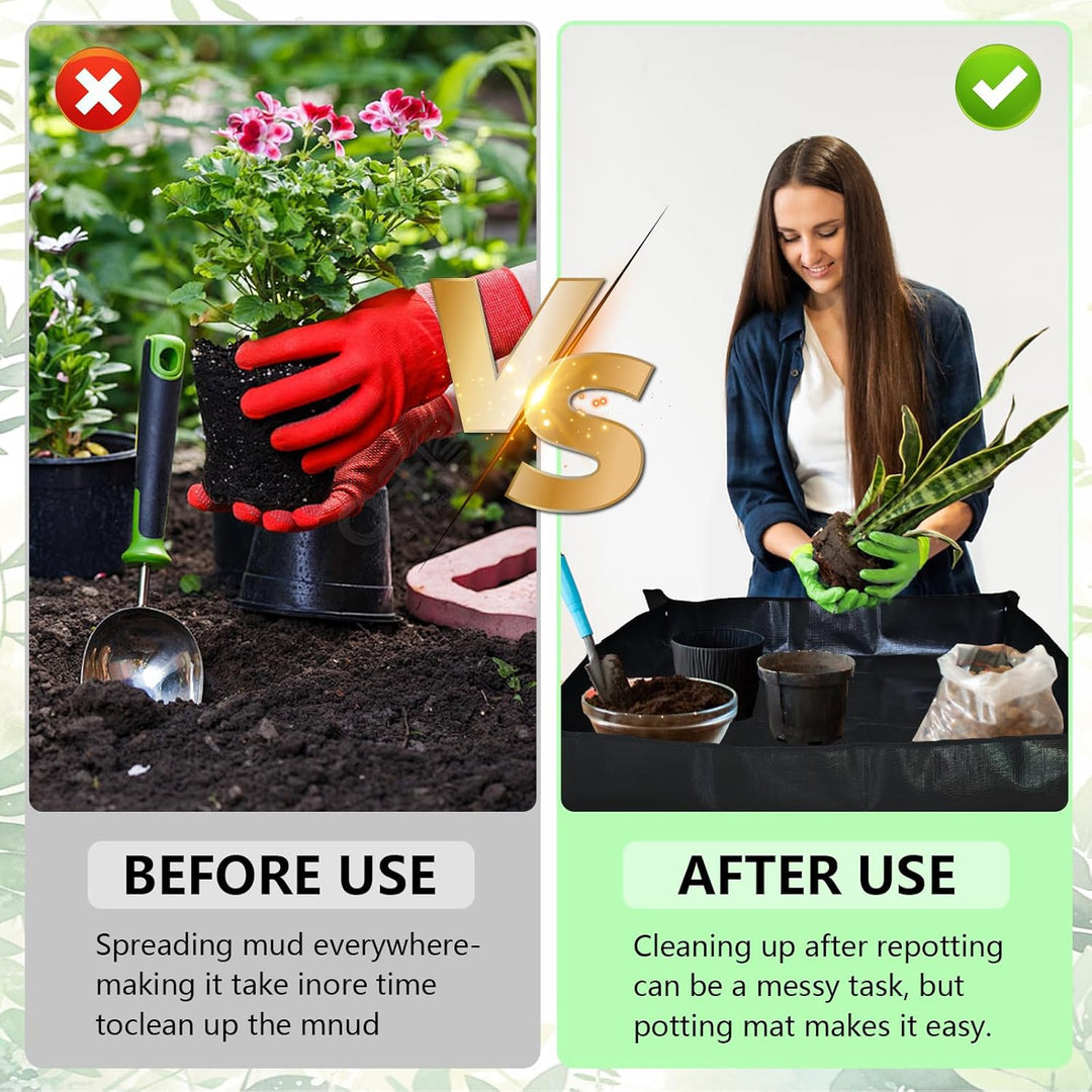 Gartenmatte Pflanzmatte,2 Stück wasserdichte Pflanzen Umtopfmatte,Faltbare Pflanzenmattemit Gartenwe