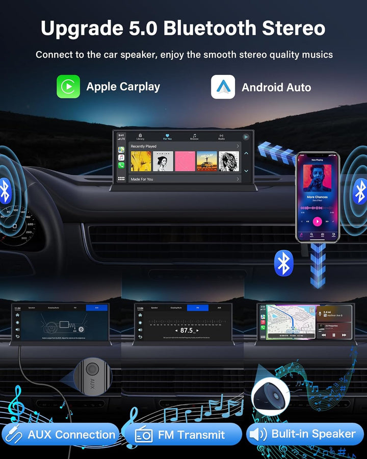 11,3 Zoll Carplay Android Auto Display mit Stehende Halterung, 350° Drehbare 4K Dashcam Buddy Displa