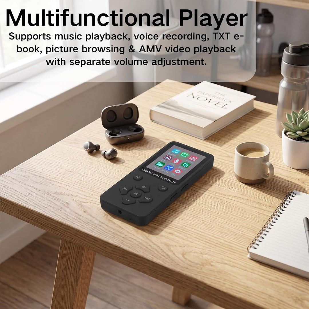 MP3-Player MP4-Player, Verlustfreier HiFi-Musikplayer mit Bluetooth 5.0, 1,8-Zoll-Farbbildschirm, Tr