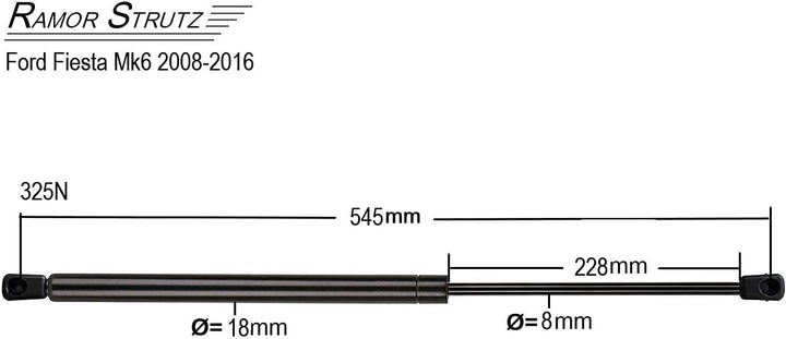 2x Gasfeder Dämpfer Heckklappe Kompatibel mit Ford Fiesta mk6 2008-2017. Gasdruckfeder Heckklappendä