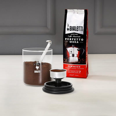 Bialetti 250 g Mokkaglas für Kaffee (mit Verschluss), Glas & - Perfetto Moka Classico: Gemahlener Ka