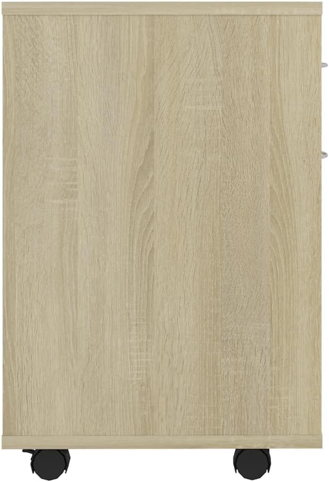 prissent Mobiler Aktenschrank Lagerschrank aus Holzwerkstoff Beistellschrank mit Rollen für Wohnzimm
