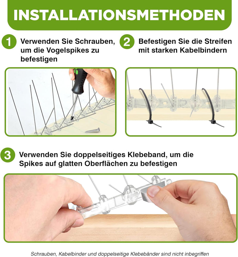 ISOTRONIC Vogelabwehr 5 Meter Taubenabwehr Spikes mit Sollbruchstellen - Taubenabwehr Balkon, Dach u