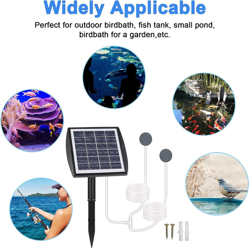 GuKKK Solar Sauerstoffpumpe, 2W Solar Teichbelüfter mit 2200mAh Akku, Solar Luftpumpe Aquarium Oxyge