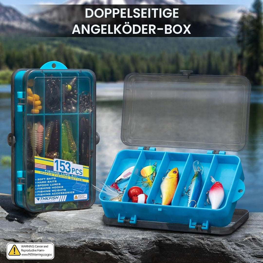 THKFISH 153 Stück Angelzubehör Köder Set, Angelset Angelsachen Angelkoffer Köderbox mit Angel Zubehö