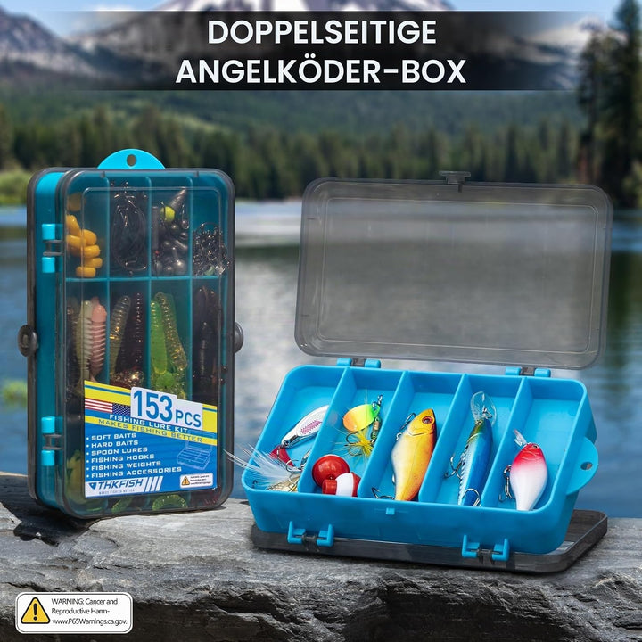 THKFISH 153 Stück Angelzubehör Köder Set, Angelset Angelsachen Angelkoffer Köderbox mit Angel Zubehö