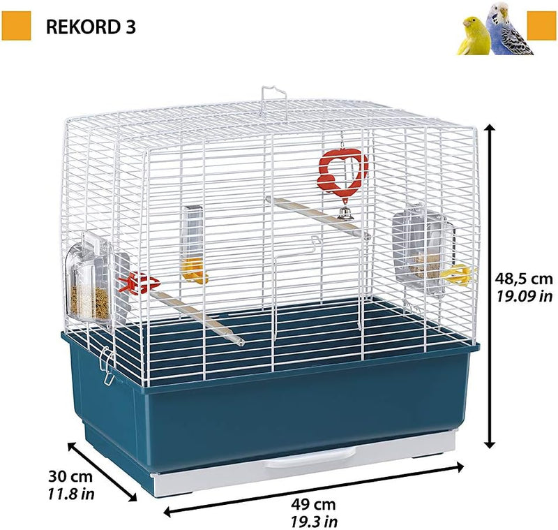 Ferplast Vogelkäfig Kanarienvogel, inkl. Vogelspielzeug, Vogel-Futternapf, Vogel-Sitzstangen, Weiss,