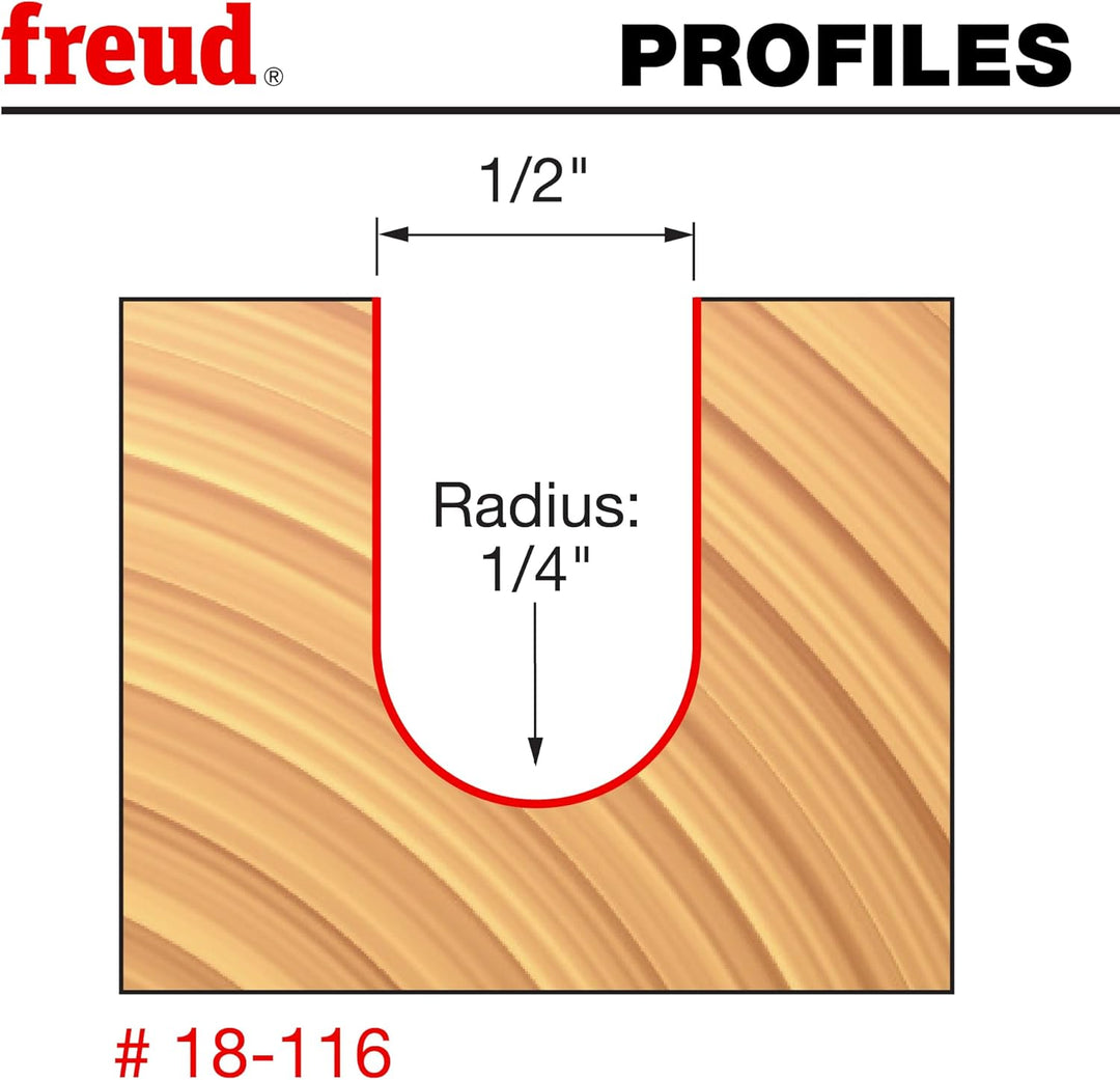 Freud 18-116 1/2 Zoll Durchmesser Rundfräser mit 1/2 Zoll Schaft Rundfräsen-Bit mit 1,27 cm Durchmes