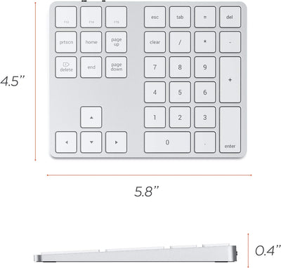 Satechi Bluetooth Extended Numeric Keypad – Schlanker wiederaufladbarer 34-Tasten-Nummernblock – Kom