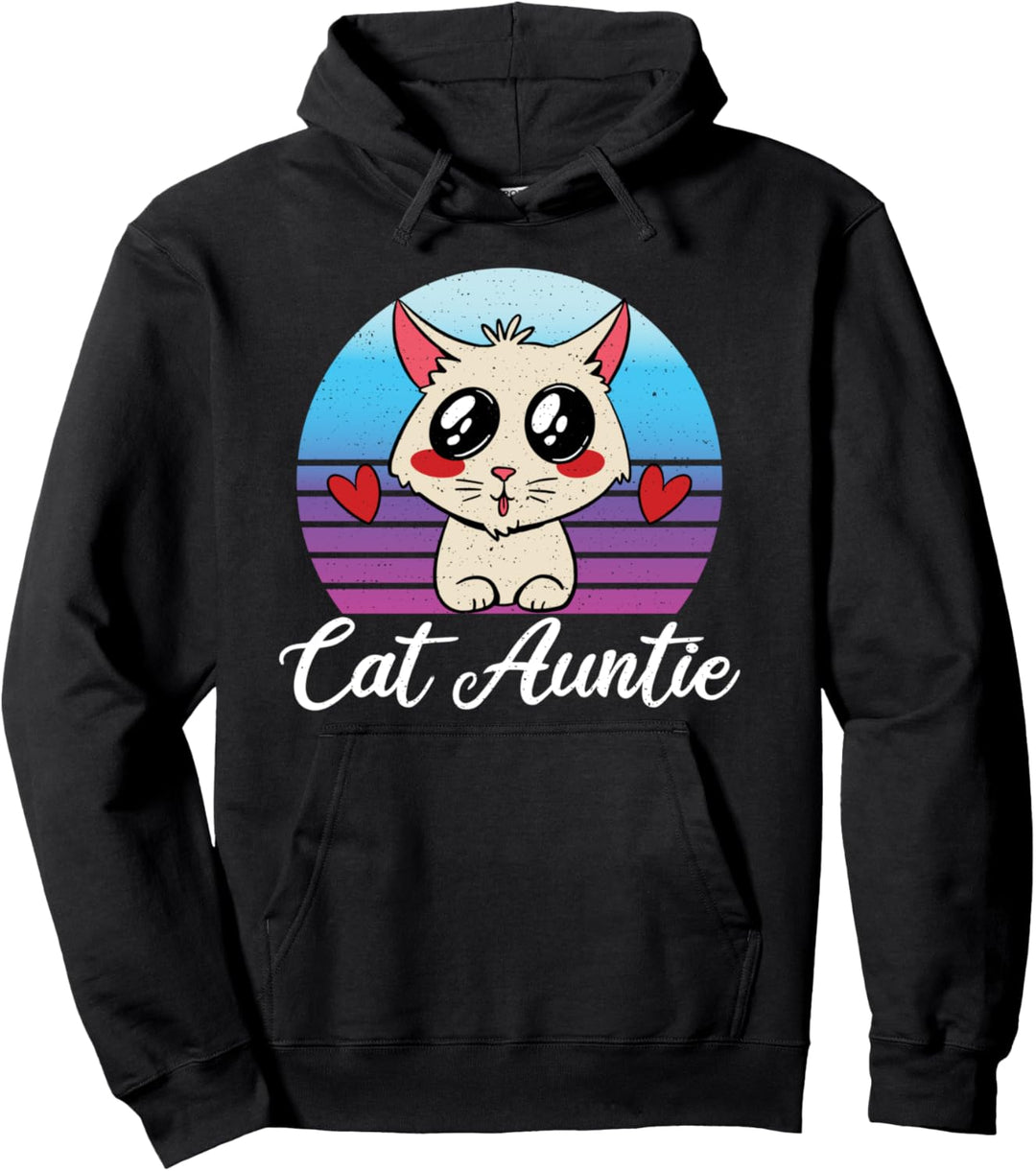 Katze Tante Retro Vinatge Pullover Hoodie