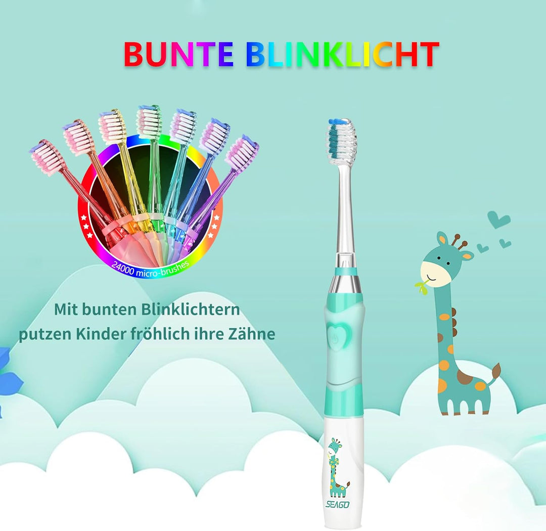 Seago Elektrische Zahnbürste Kinder ab 3-12 jahre Kinderzahnbürsten Elektrisch mit Farbigem Licht Sm